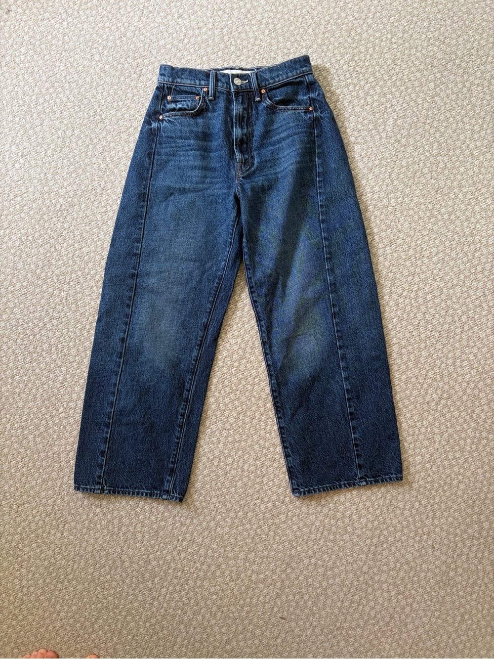 MOTHER petite half pipe ankle did you bring me anything barrel jeans